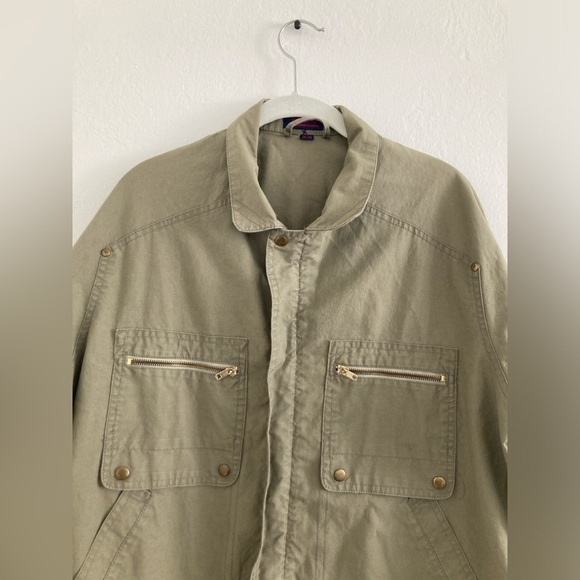 Vintage Army Green Utility Jacket Full Zip by 1134 Trendy Artsy Size Medium - Picture 3 of 13